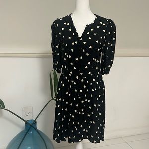 Reformation Laylin Mini Dress - Black, Luv it (heart pattern) size 8